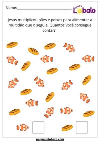 Atividades bíblicas para crianças multiplicação dos pães e peixes