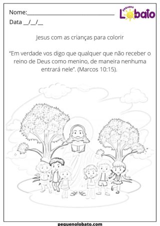 atividade bíblica infantil Colorindo Jesus com as crianças para imprimir