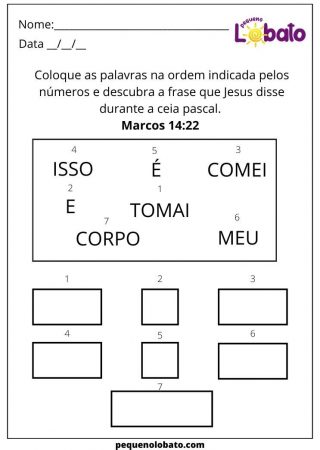 atividade bíblica infantil coloque as palavras na ordem indicada para imprimir
