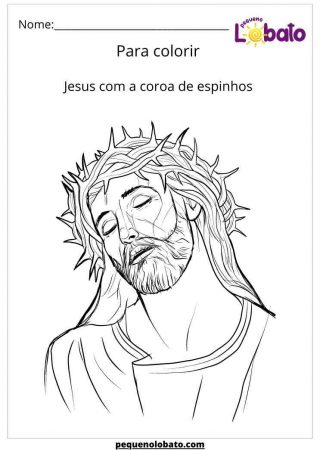 atividade bíblica infantil para colorir Jesus com a coroa de espinho