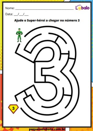atividade com o número 3 de labirinto