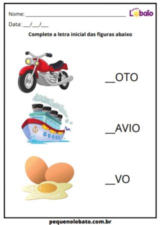 atividade da letra inicial