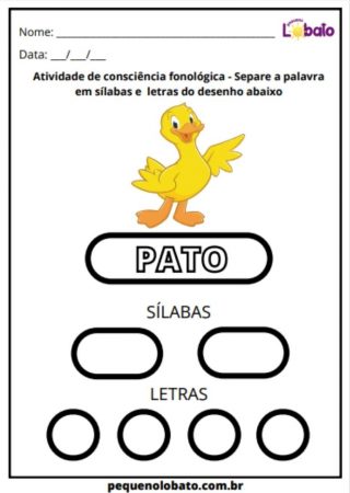 atividade de sílabas para educação infantil