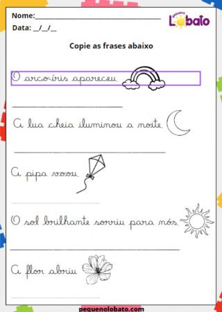 copie as frases cursivas abaixo