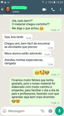 depoimento do material com atividades de alfabetização